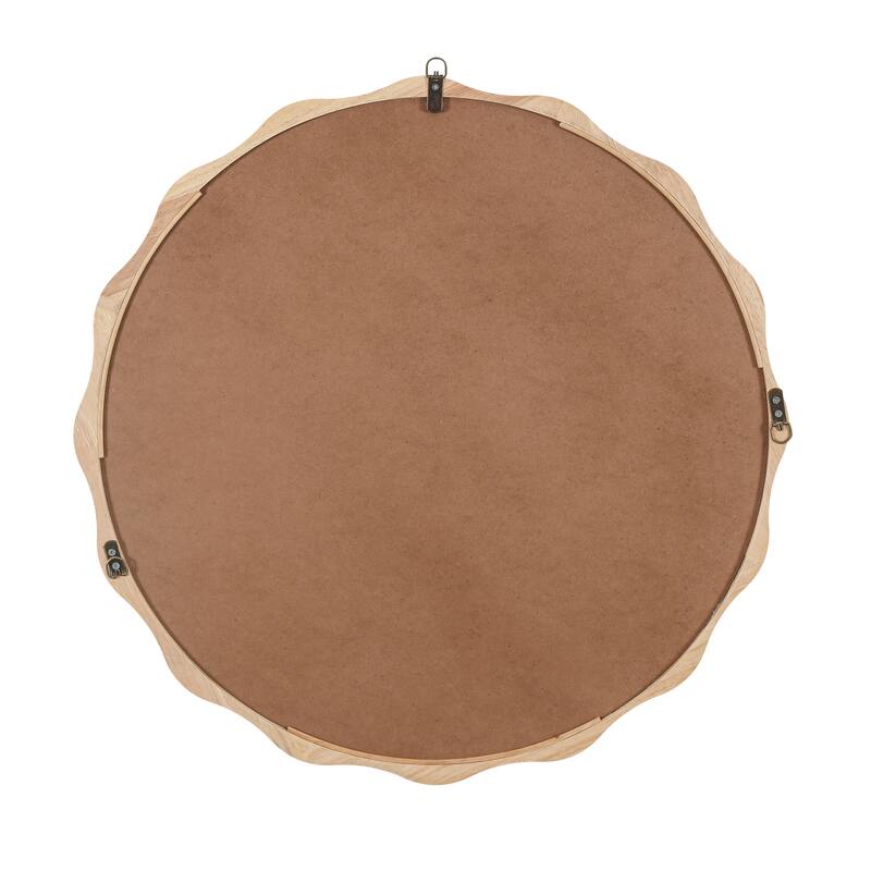 Solid Wood Wavy Mirror--Natural-Wood Vanity Mirror Wall Decor 36" x 36" Modern Mirror Wall Decor