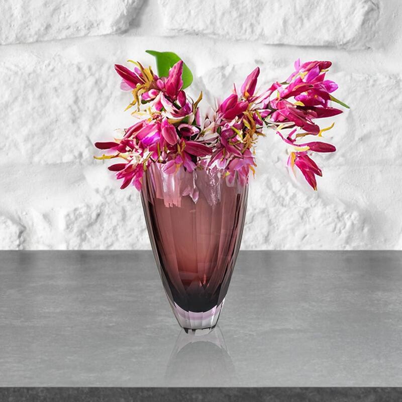 Plum 11" Minimalist Heavy Glass Cylinder Vase for Modern Home Decor