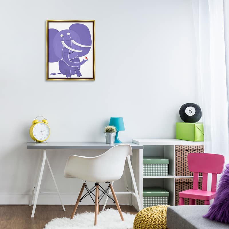 Stupell Elephant & Bird Friends Framed Floater Canvas Wall Art Design By Carla Daly