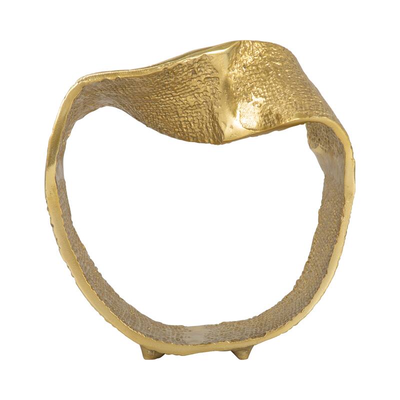 Twisted Hammered Ring Table Sculpture and Statues for Home Decor, Gold