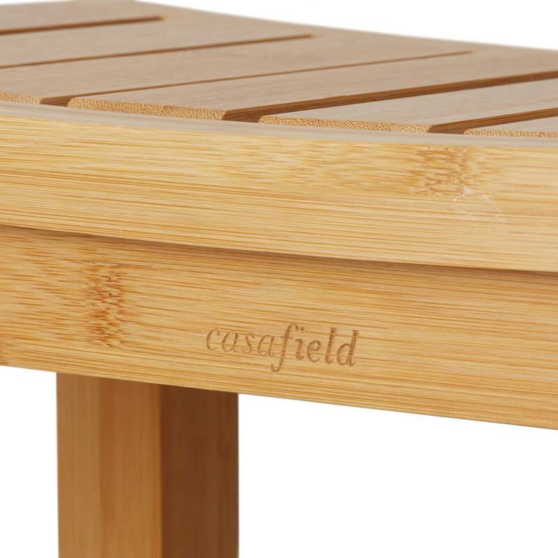 Bamboo Shower Bench w Storage Shelf 2Tier Bathroom Spa Stool Seat - Medium