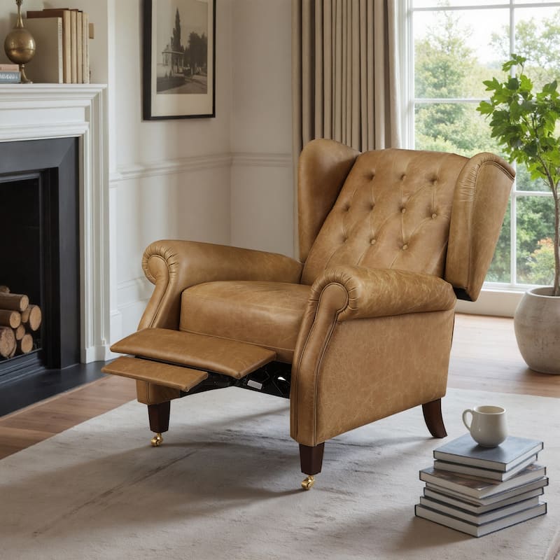 Art Leon Genuine Leather Recliner Lounge Chair - Light Brown