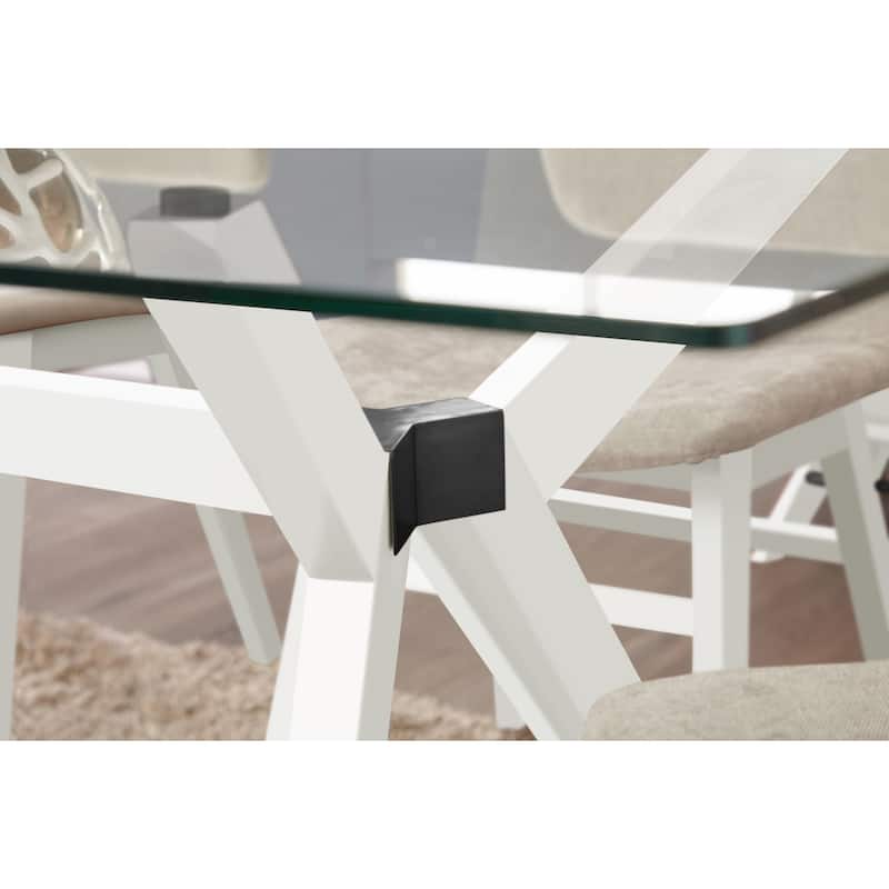 Rye Studio Waldorf Modern Glass Dining Table
