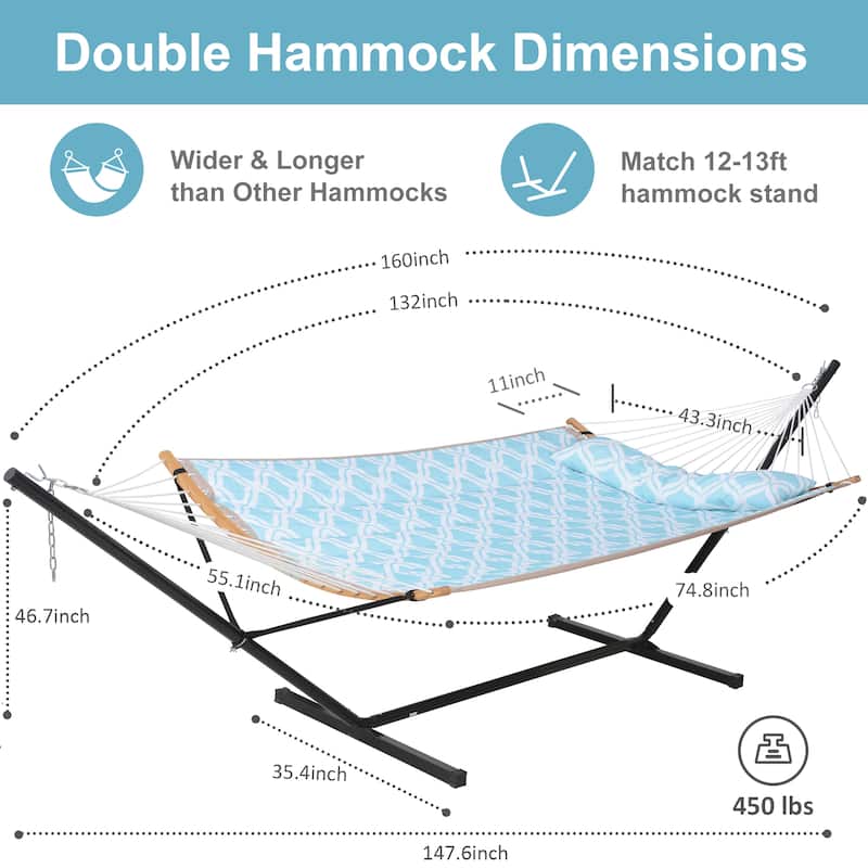 2-person Outdoor Hammock with Stand & Pillow
