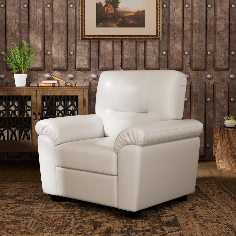 Upholstered Living Room Set, 4 Pieces - Faux Leather Chair, Loveseat, Sofa with Ottoman