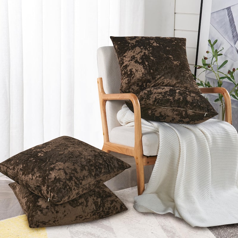 Rancho Crushed Velvet Throw Pillow Cover Set, NO INSERT - 20" x 20" - Carafe