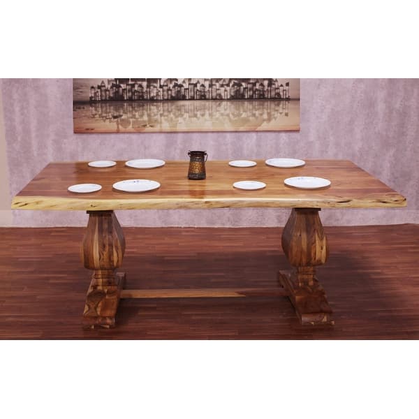 Live Edge Gloss Finish Wooden Dining Table 78 25 X 41 5 X 30 Overstock 32539479