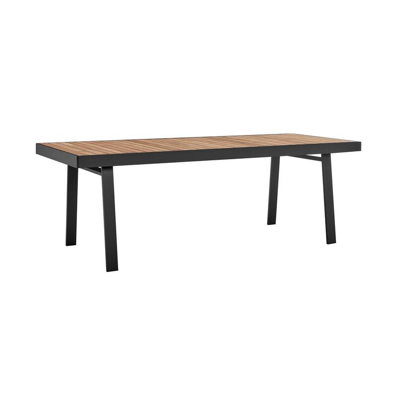 Nofi 87 inch Solid Teak Wood Outdoor Dining Table with Aluminum Legs