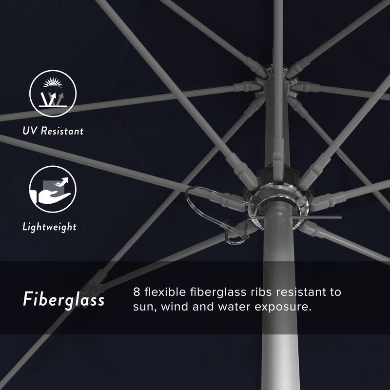 California Umbrella 7.5' Rd. Aluminum Frame, Fiberglass Rib Market Umbrella, Push Open,Anodized Silver Finish, Pacifica Fabric