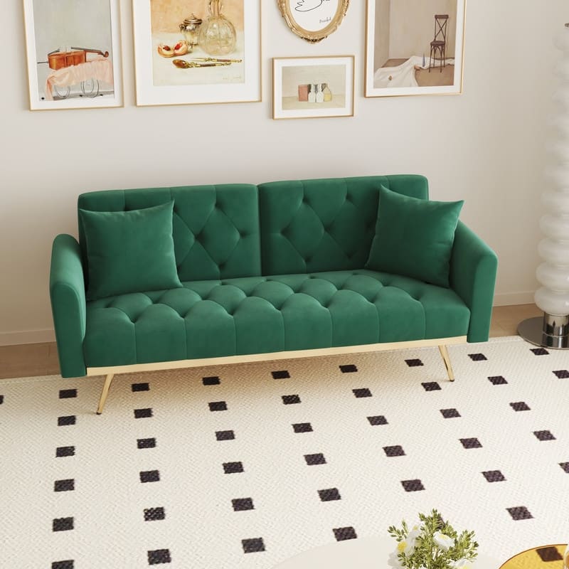 68.30" Velvet double sofa bed in five stylish colors