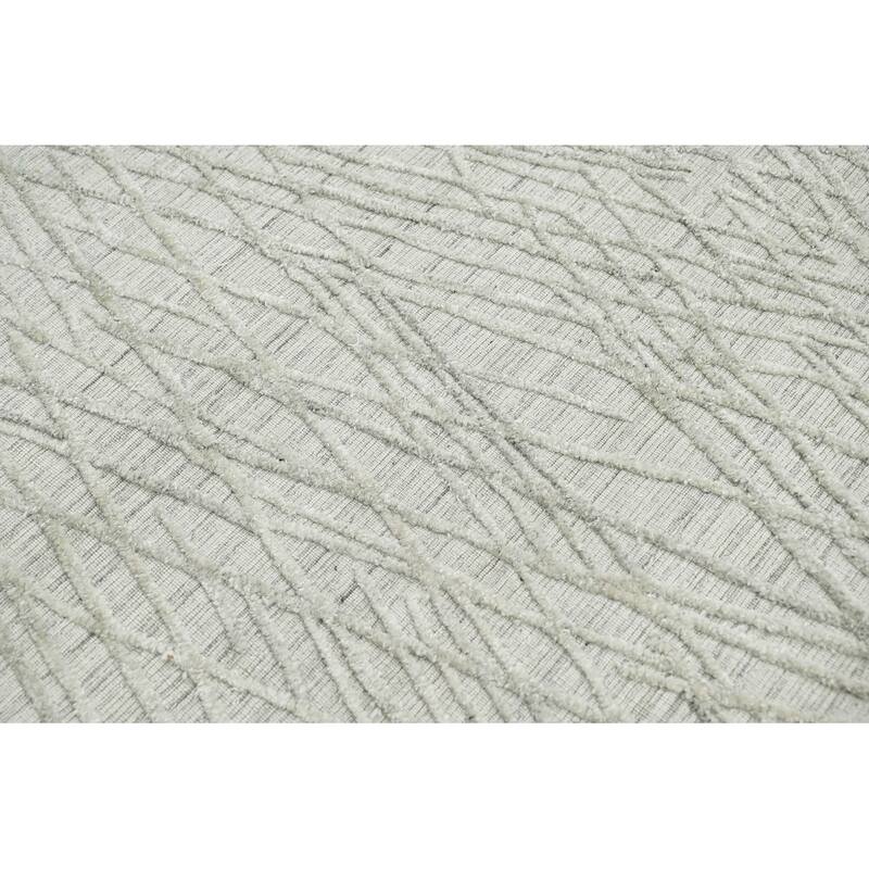 Hand Knotted Textured Gray, Tibetan Wool Modern Oriental Area Rug - 4' x 6'