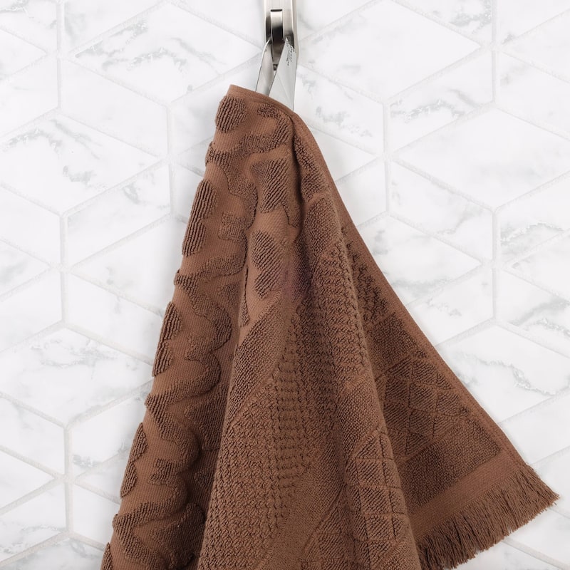 Superior Rolla Cotton Geometric Jacquard Face Towel Washcloth Set of 12