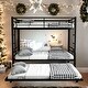 preview thumbnail 2 of 5, Black Metal Twin over Twin Bunk Bed Kids Bed with Trundle,Save Space or Split Into 2 Beds