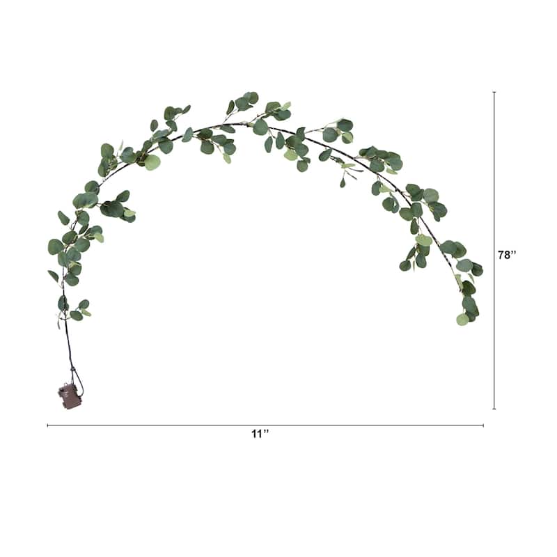Pre-Lit Eucalyptus Artificial Christmas Garland - 6.5' x 11" - Warm White Lights