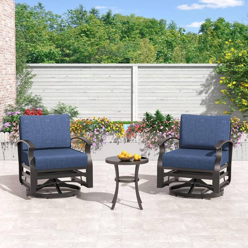 Kullavik Aluminum Outdoor Patio Sectional Sofa Set with Swivel Rocking Chairs and Coffee Table