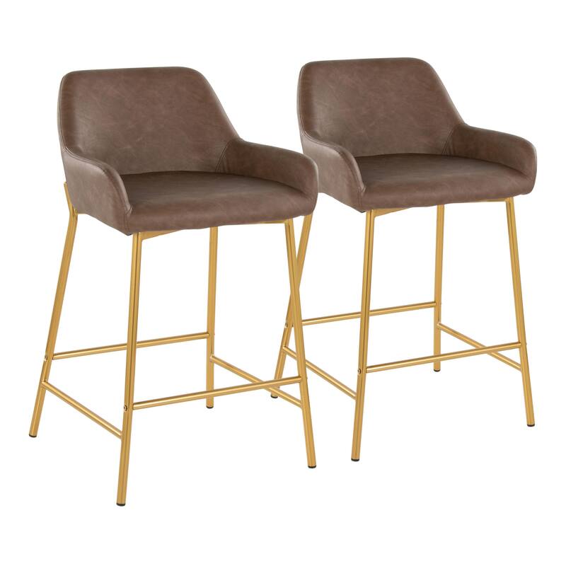 Silver Orchid Galotti Gold Fixed-Height Upholstered Counter Stool - Set of 2