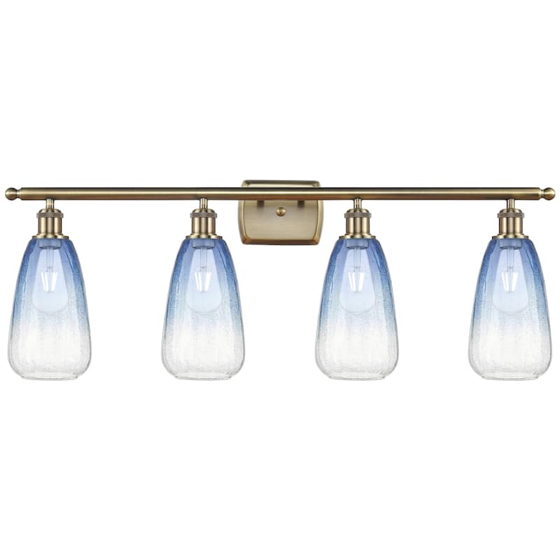 Innovations Lighting 516-4W-14-36 Brookhaven Almond Vanity Brookhaven - Antique Brass / Sapphire Blue