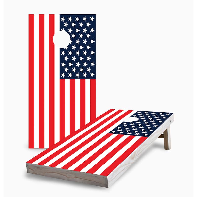 American Flag Corn Hole Board Set with Hole Lights - 16 Years and Up