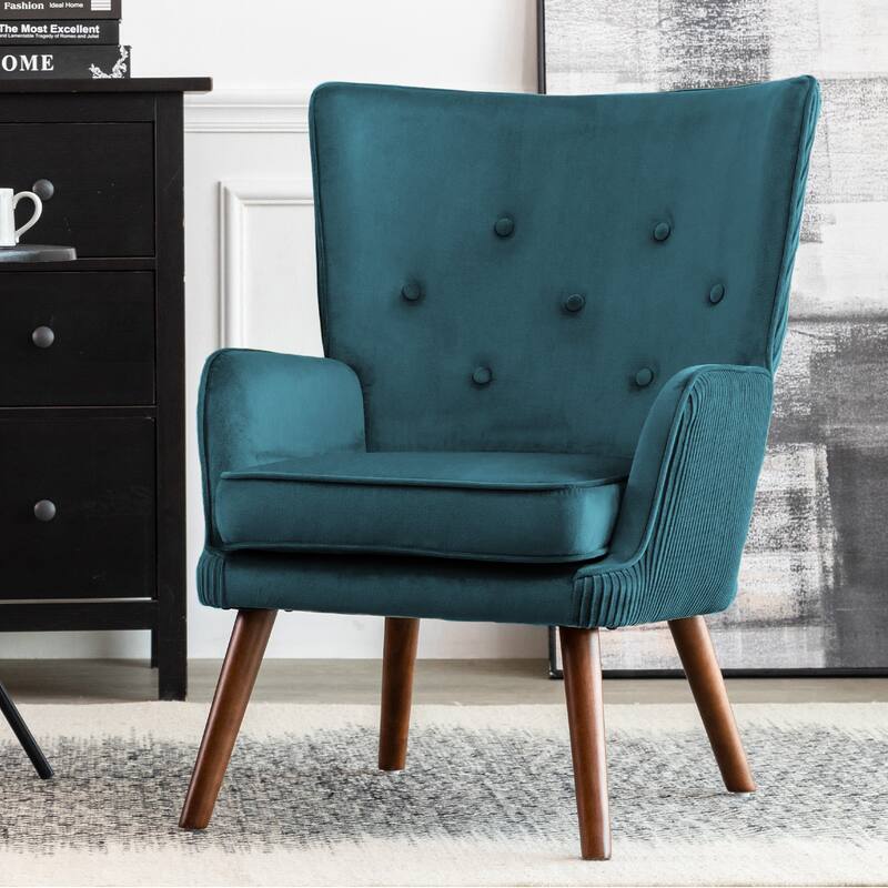 Velvet Upholstered Accent Chair Armchair for Living Room