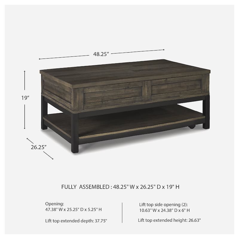 Johurst Grayish Brown Casual Rectangular Lift Top Cocktail Table
