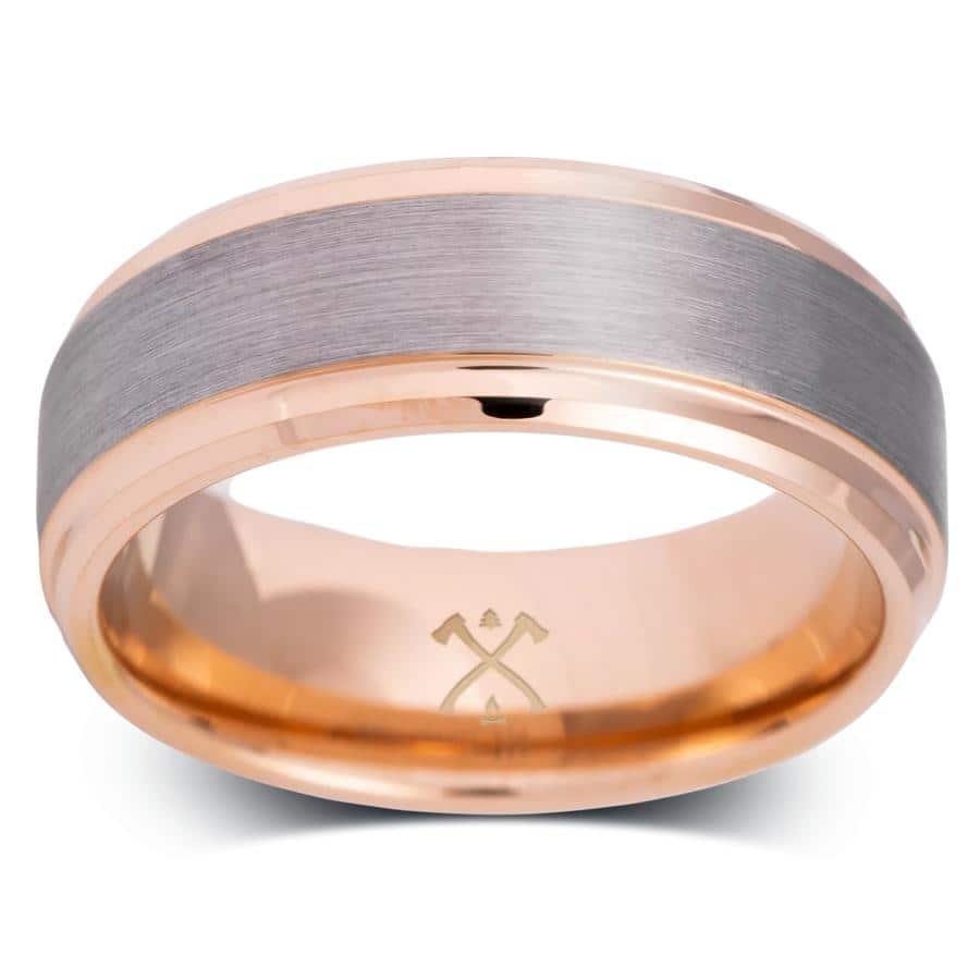 Manly Bands THE GENTLEMAN Tungsten Rose Gold Plated 8mm Satin Band
