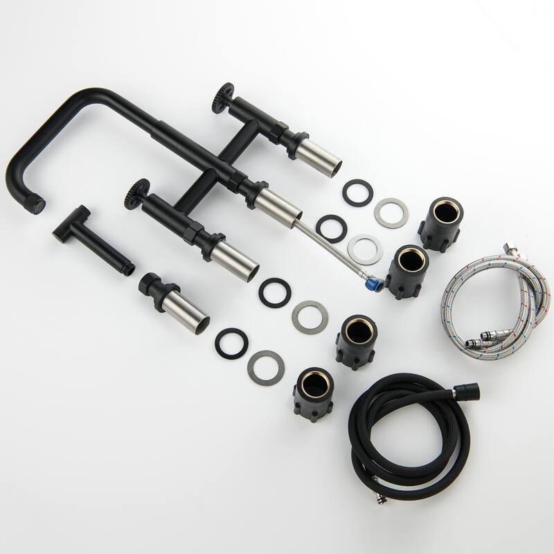 Bridge Double Handles Kitchen Faucet With Side Spray