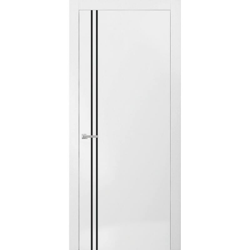 Solid French Door 28 x 80 Planum 0016 White Silk with| Bathroom - 32" x 96"