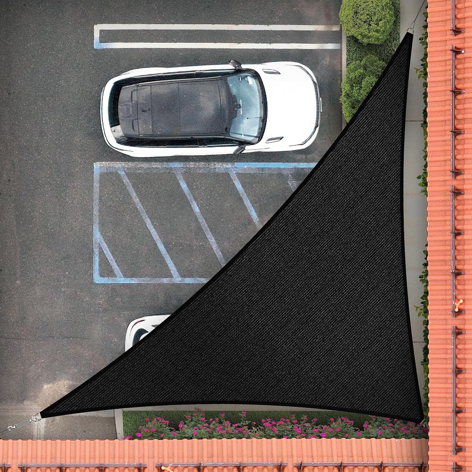 17' x 24' x 29.4' Black Triangle Sun Shade Sail, UPF50+, 95% UV Blockage, Heavy Duty, 3-Year Warranty