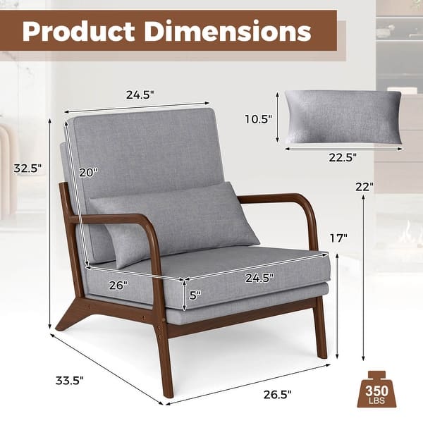 Costway 1/2 PCS Modern Accent Chair Upholstered Leisure Armchair with