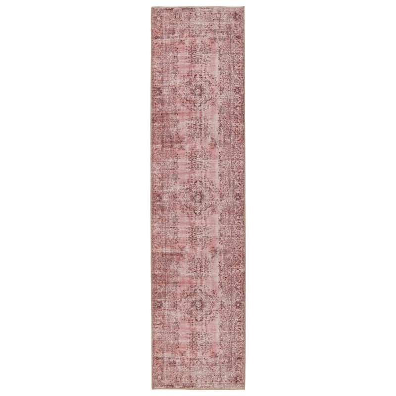 Machine Washable Kate Lester + Jaipur Living Berxley Medallion Rose and Maroon Area Rug - 2' 6" x 10' - Runner