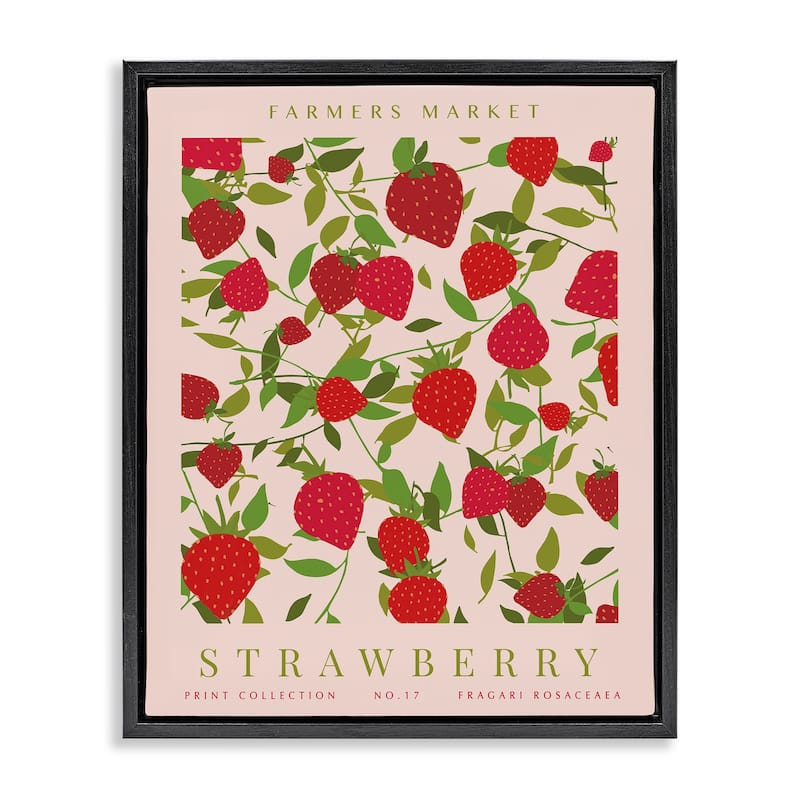 Stupell Strawberry Gallery Print Framed Floater Canvas Wall Art Design By Kamdon Kreations - 17 x 21 - Black