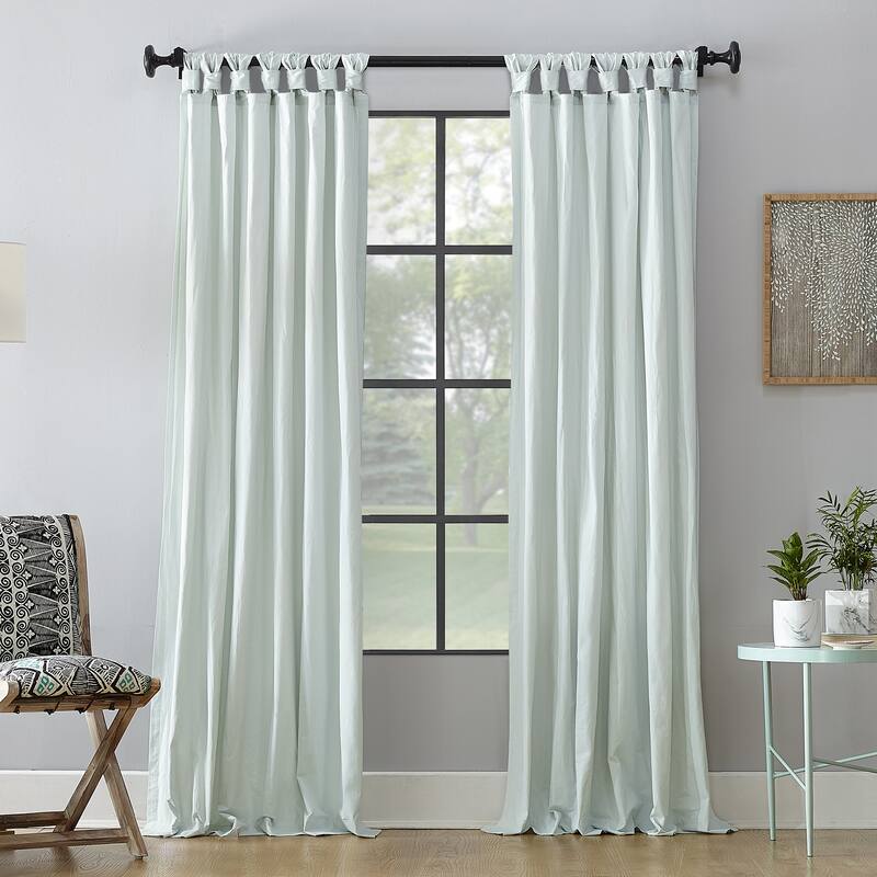 Archaeo Washed Cotton Twist Tab Curtain, Single Panel - Seafoam - 52 x 95
