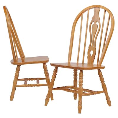 Vintage Style Wooden Side Chairs - 41" - Brown - Set of 2