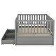 preview thumbnail 5 of 25, Full Size Wood Daybed with Fence Guardrails and 2 Drawers Split into Independent Floor Bed and Daybed, Gray