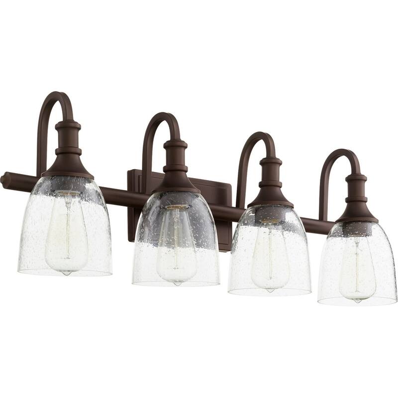 Quorum International Richmond 4 Light 27-3/4" Wide Bathroom Vanity - Oiled Bronze / Clear Seeded