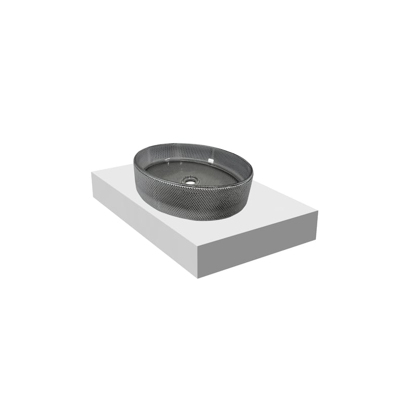 Decorative 20" Oval Crystal Vessel Sinks With White Base