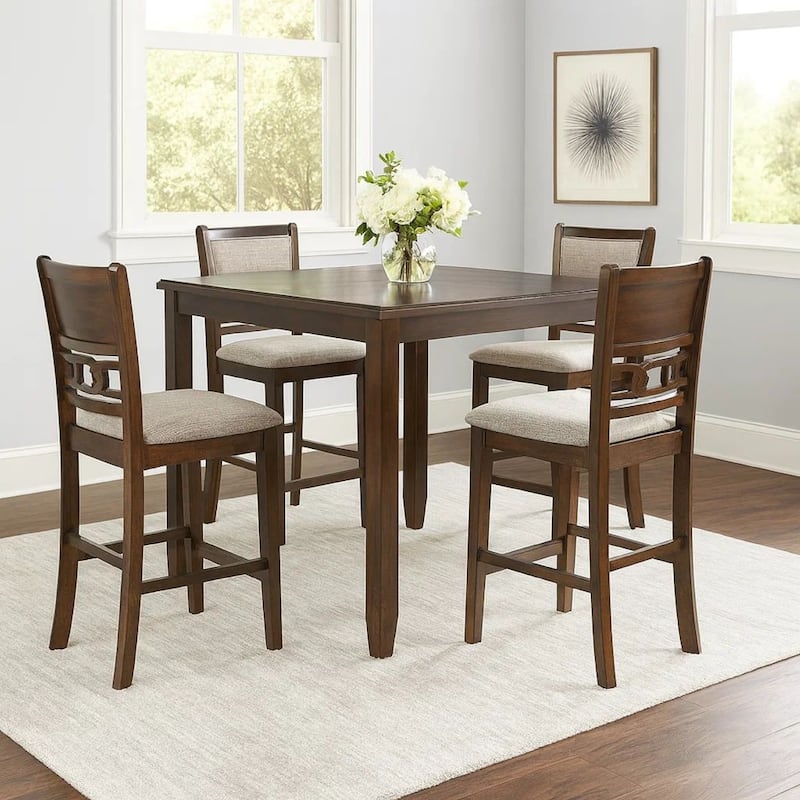 Gary 42 Inch 5 Piece Counter Table Set, Cherry Brown
