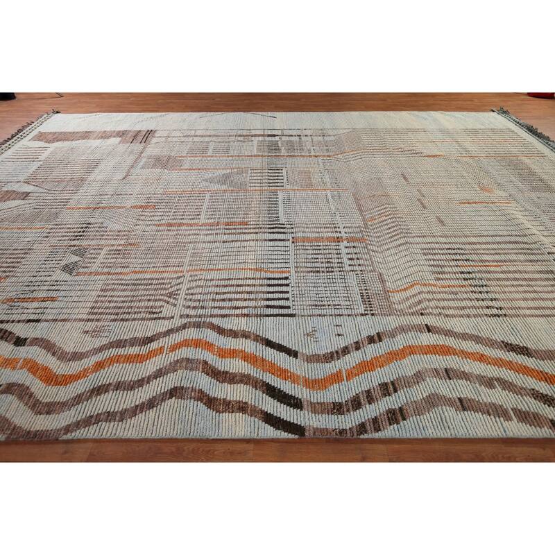 Abstract Moroccan Large Area Rug Handmade Wool Carpet - 11'9" x 15'10"
