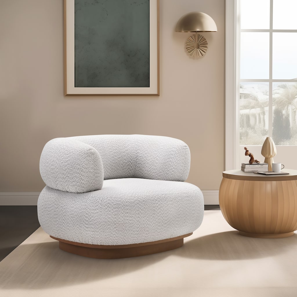 Sagebrook Home Neutral Modern Roundback Chair, Ivory, Round - 41" x 35" x 29"