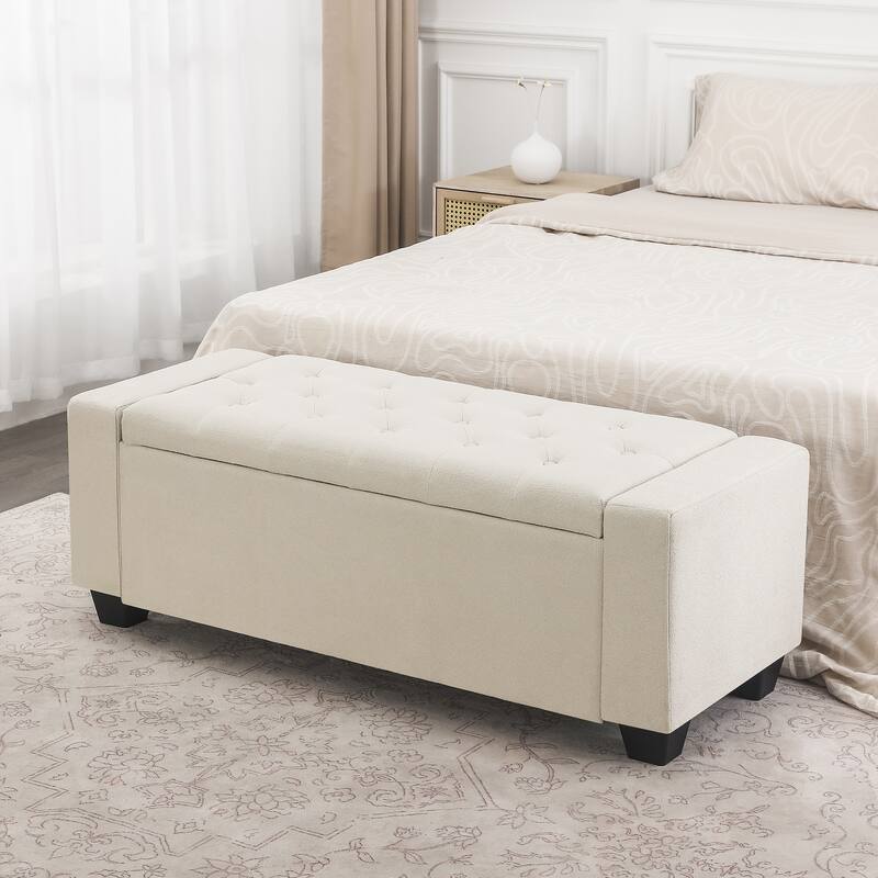 Adeco Rectangle Storage Ottoman Bench for Living Room, Bedroom