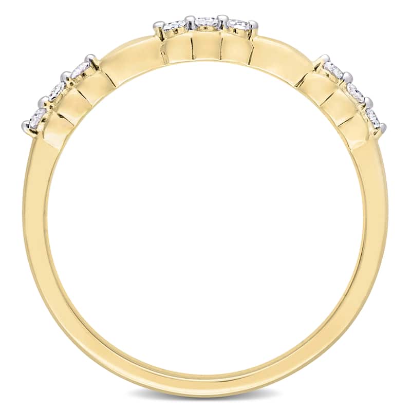 Miadora 1/10ct TDW Diamond Stacking Semi-Eternity Ring in Yellow Plated Sterling Silver
