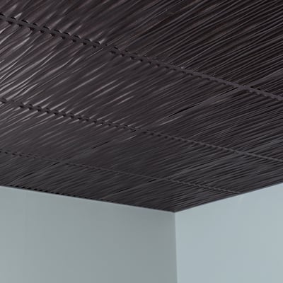 FASÄDE Dunes Decorative Vinyl 2ft x 2ft Lay in Ceiling Panel in Smoked Pewter (5 Pack)