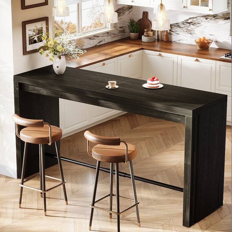 63 Inch Bar Table with Footrest for Kitchen, Dining Room, Living Room, Bistro - 63" L x 19.69" W x 35.43" H