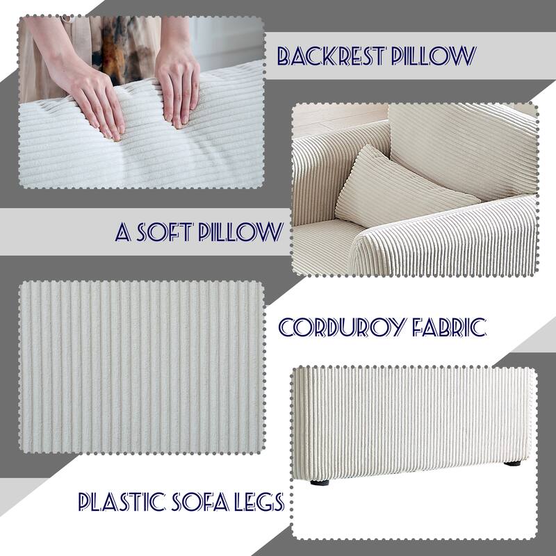 Corduroy Fabric Free Combination Sofa Set w/Support Pillow