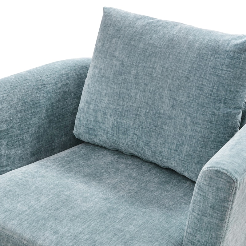Modern Chenille Upholstered Swivel Accent Barrel Chair Set Modern Swivel Armchair for Living Room