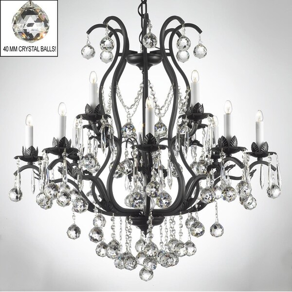 Swarovski Elements Crystal Trimmed Wrought Iron Chandelier Swarovski Elements Crystal Trimmed Wrought Iron Chandelier Lighting