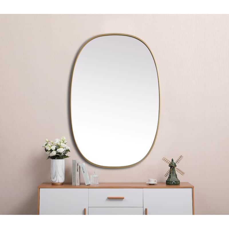 Indigo Home Metal Frame Oval Mirror 27x40 Inch