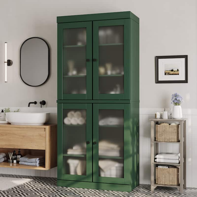 100% Solid Wood 32" Bathroom Cabinet with Optional Doors by Palace Imports - Green - 4 Doors Frosted