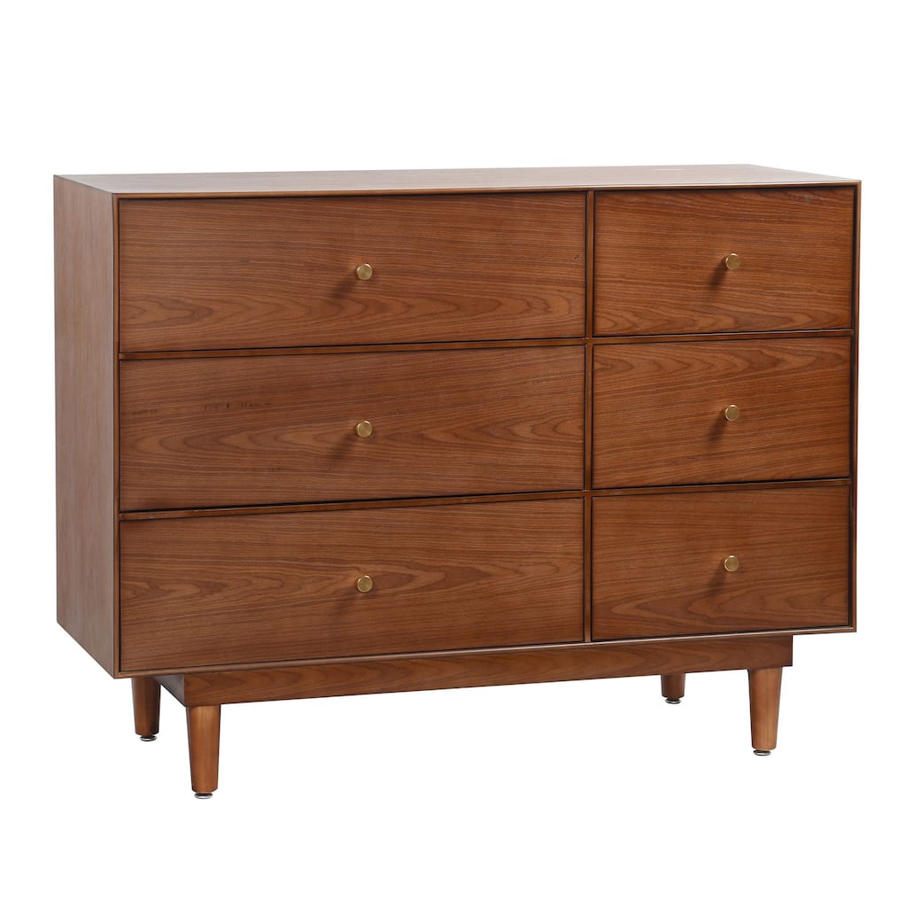 Dann Foley - Six Drawer Dresser - Walnut Wood Veneer
