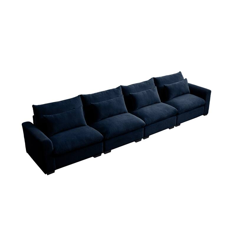 GDFStudio - Finnegan 4‑Seater Corduroy Sofa with 4 Waist Pillows